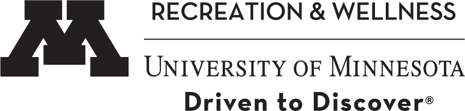 Black M with text Recreation and Wellness University of Minnesota Driven to Discover